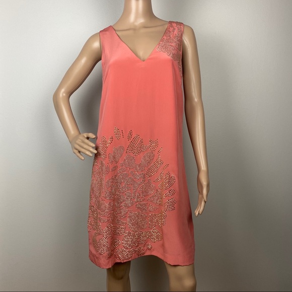 NEW TRINA TURK STUD EMBELLISHED SLEEVELESS V-NECK MINI DRESS - Picture 2 of 5